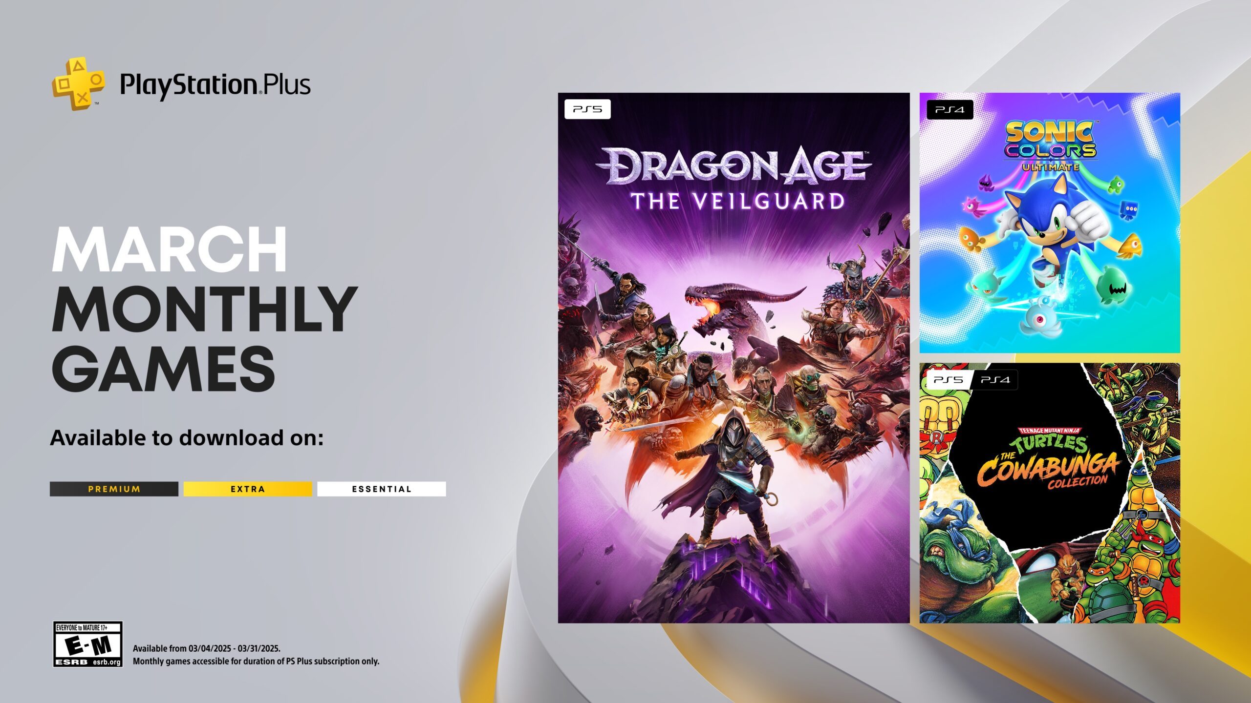 Marzec w PlayStation Plus: Dragon Age: The Veilguard, Sonic Colors: Ultimate i Teenage Mutant Ninja Turtles: The Cowabunga Collection
