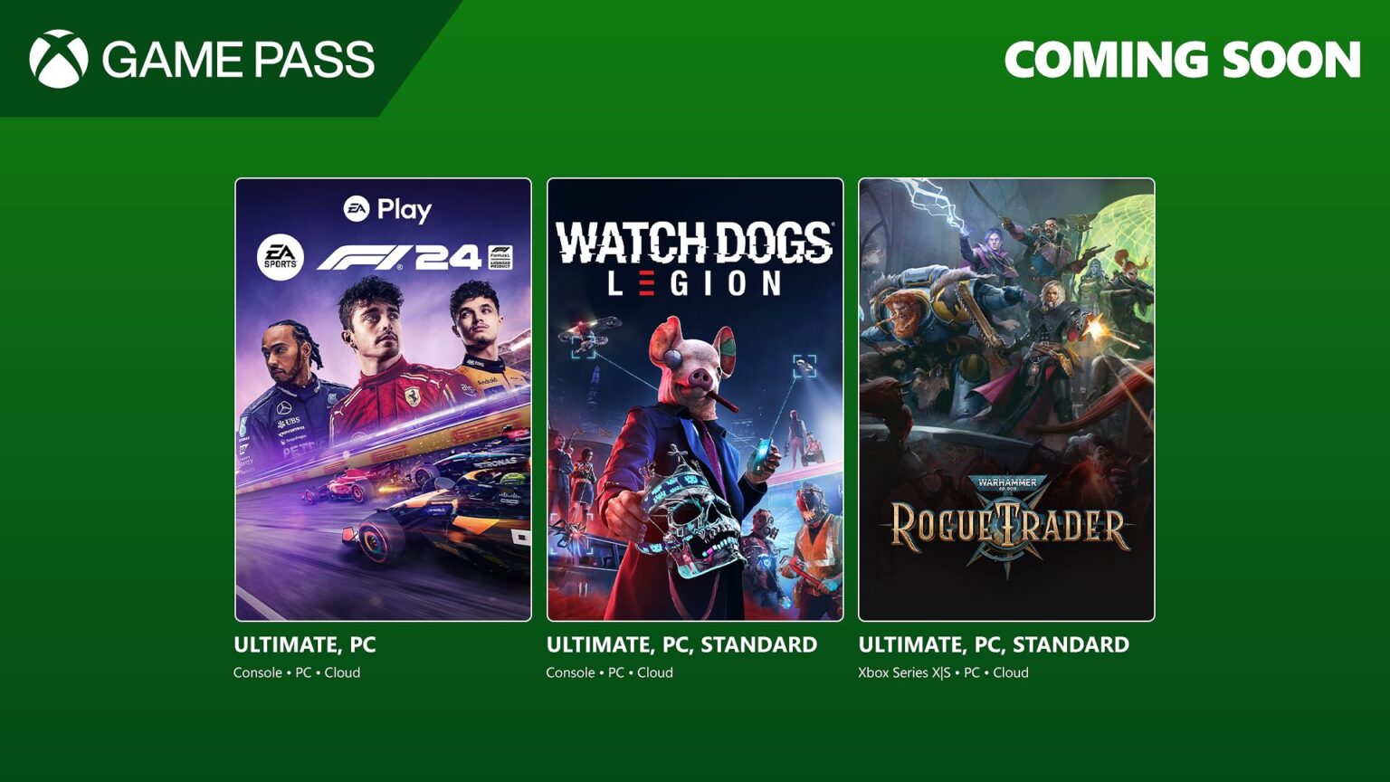 Nowe gry w Game Pass: Watch Dogs: Legion, EA Sports F1 24 i Warhammer 40,000: Rogue Trader