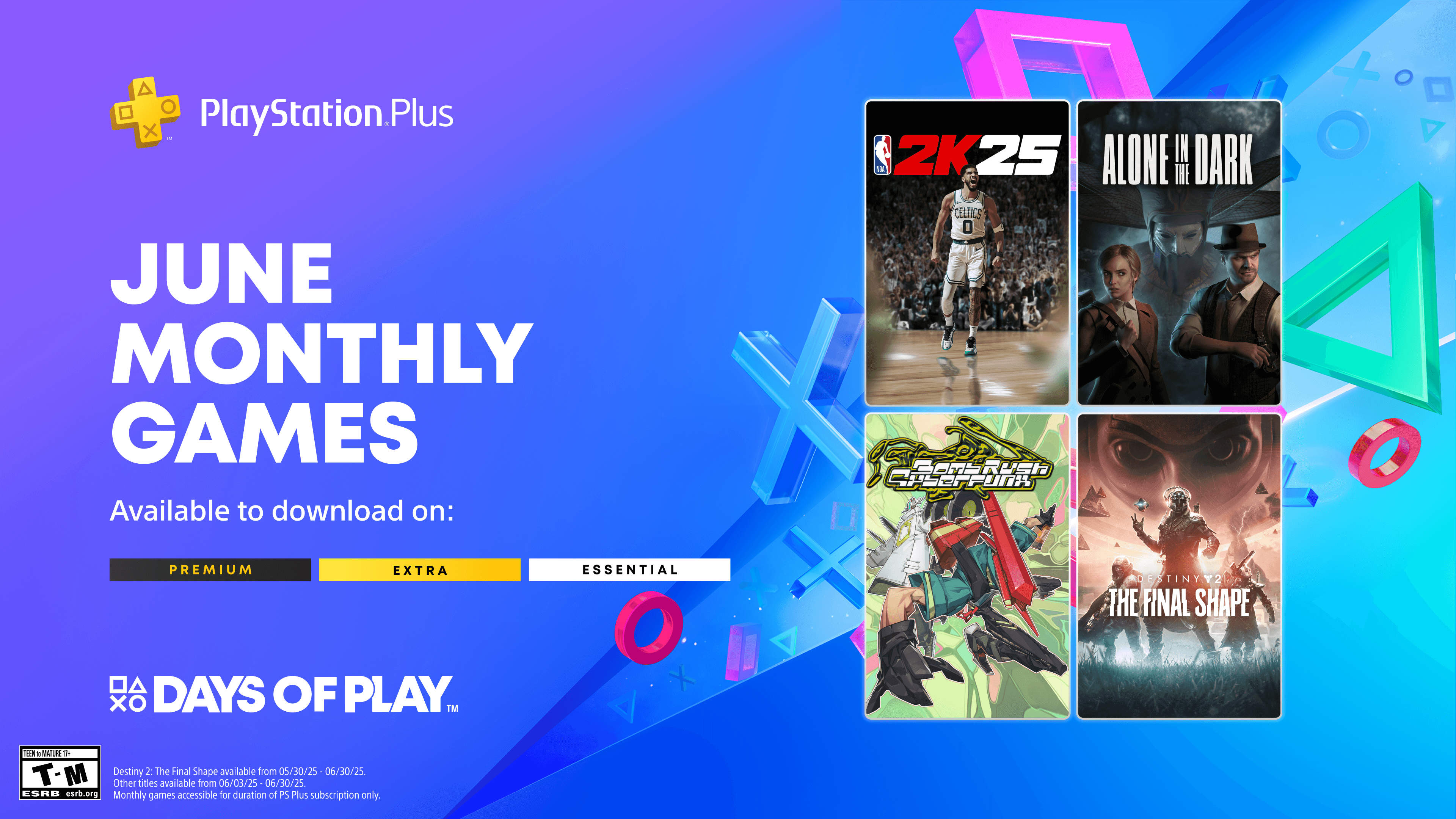Czerwiec w PlayStation Plus: NBA 2K25, Alone in the Dark, Bomb Rush Cyberfunk i Destiny 2: The Final Shape