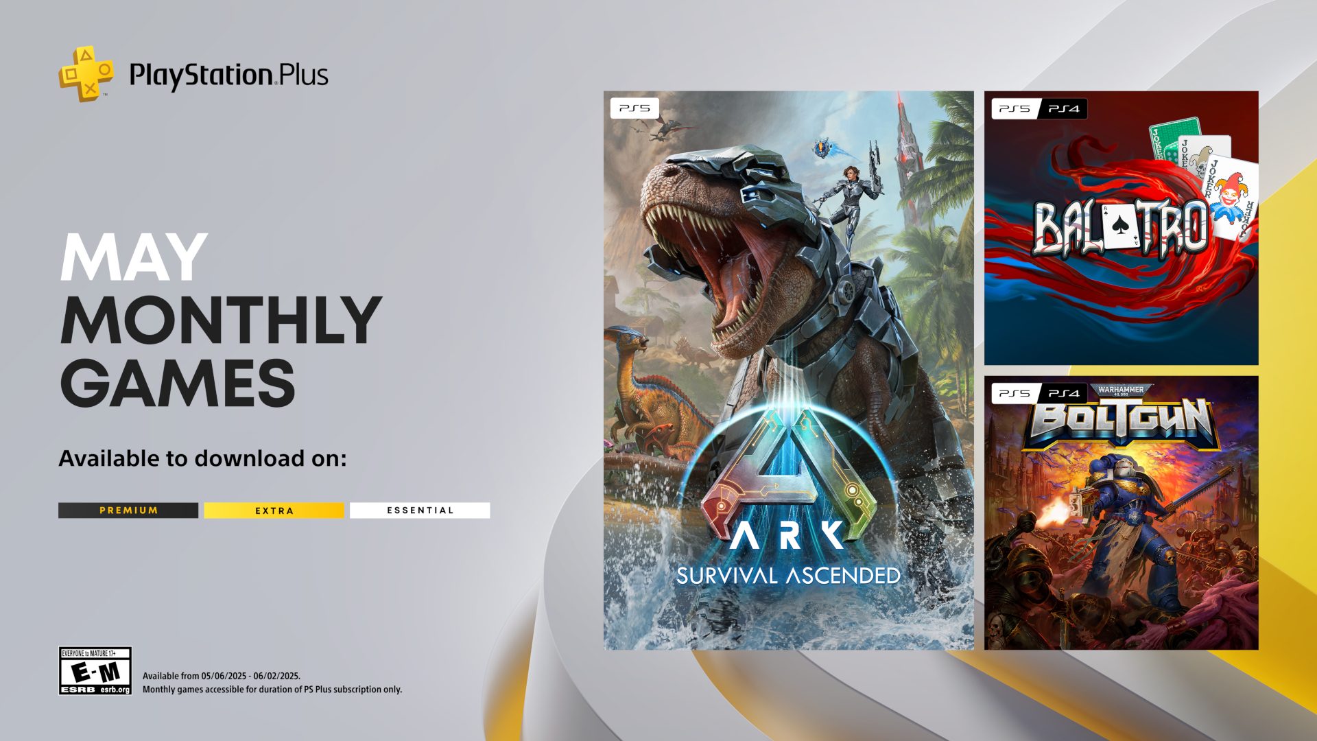 Maj w PlayStation Plus: Ark: Survival Ascended, Balatro i Warhammer 40,000: Boltgun