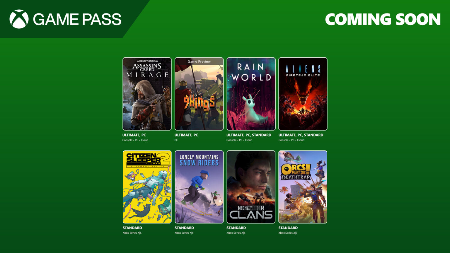 Sierpień w Game Pass: Assassin’s Creed Mirage, 9 Kings, Rain World i inne