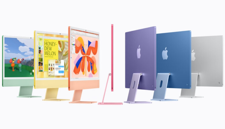 Nowy komputer Apple iMac z czipem M6 stojący na biurku w nowoczesnym biurze